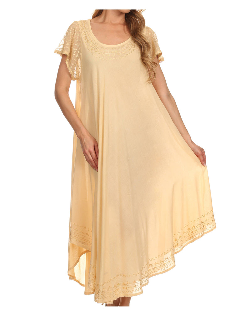 Sakkas Everyday Essentials Cap Sleeve Caftan Dress / Cover Up