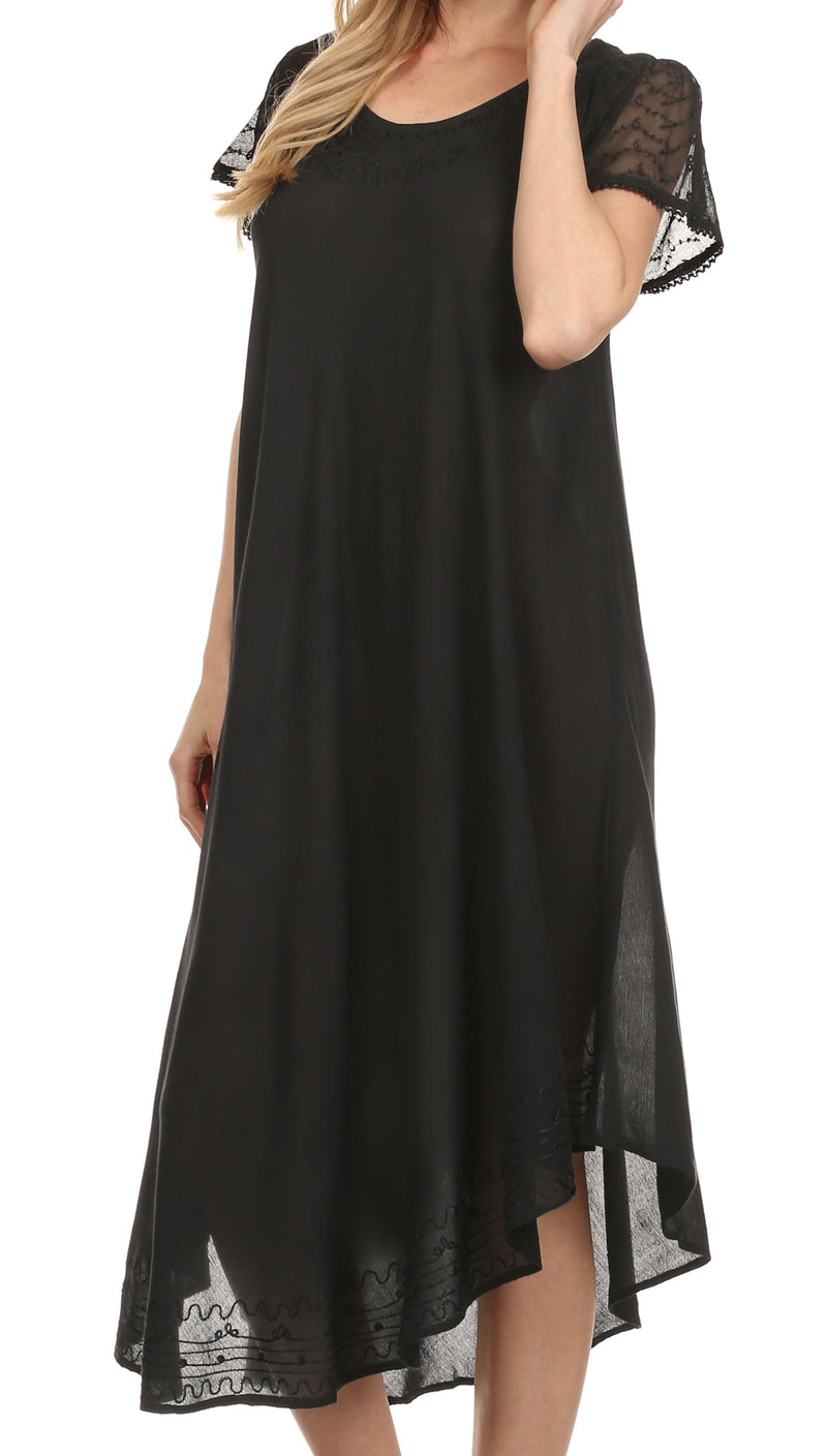 Sakkas Everyday Essentials Cap Sleeve Caftan Dress / Cover Up