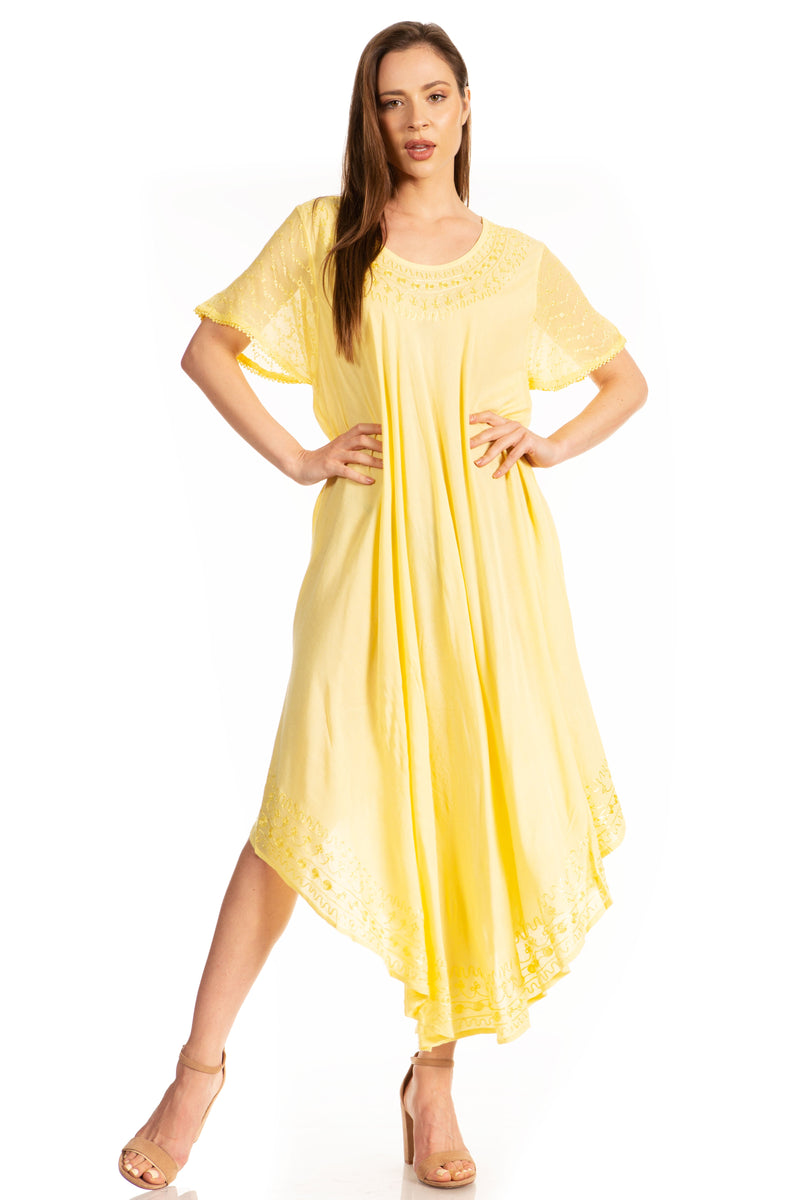 Sakkas Everyday Essentials Cap Sleeve Caftan Dress / Cover Up