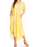 Sakkas Everyday Essentials Cap Sleeve Caftan Dress / Cover Up#color_ButterYellow