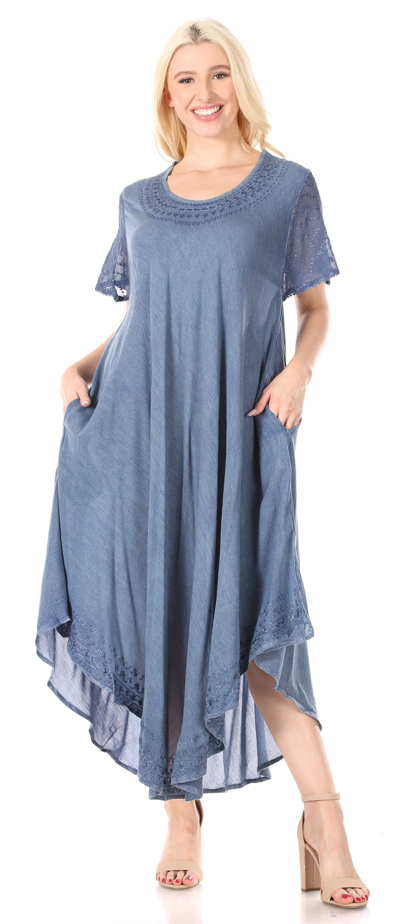 Sakkas Everyday Essentials Cap Sleeve Caftan Dress / Cover Up