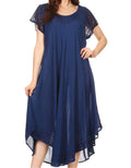 Sakkas Everyday Essentials Cap Sleeve Caftan Dress / Cover Up#color_Navy