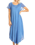 Sakkas Everyday Essentials Cap Sleeve Caftan Dress / Cover Up#color_OceanBlue