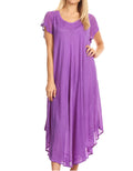 Sakkas Everyday Essentials Cap Sleeve Caftan Dress / Cover Up#color_Purple