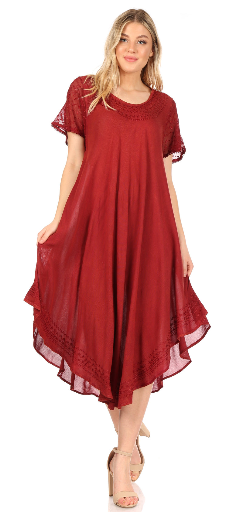 Sakkas Everyday Essentials Cap Sleeve Caftan Dress / Cover Up