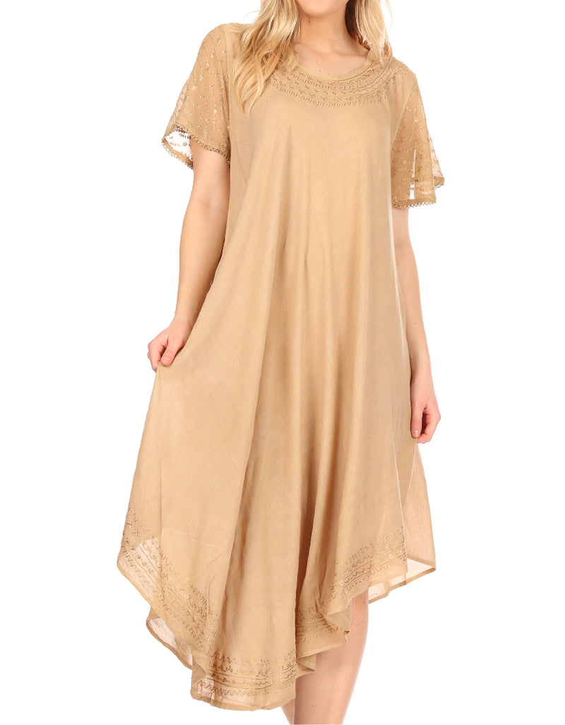 Sakkas Everyday Essentials Cap Sleeve Caftan Dress / Cover Up