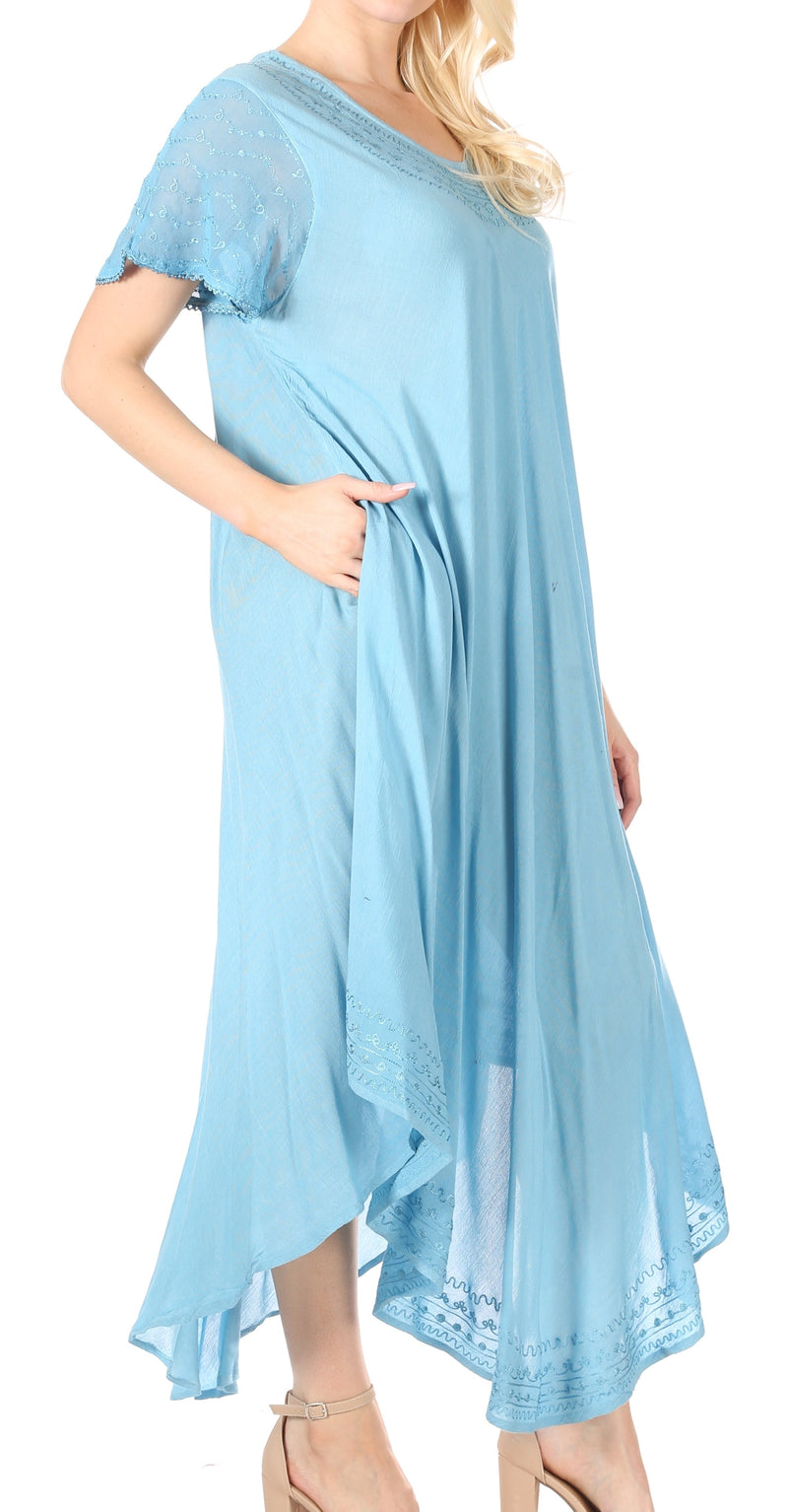 Sakkas Everyday Essentials Cap Sleeve Caftan Dress / Cover Up