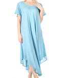 Sakkas Everyday Essentials Cap Sleeve Caftan Dress / Cover Up#color_SkyBlue