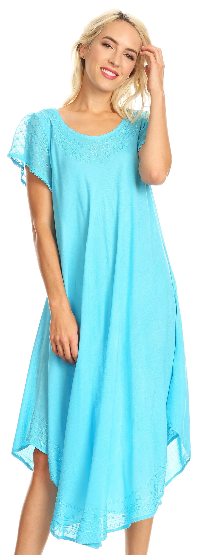 Sakkas Everyday Essentials Cap Sleeve Caftan Dress / Cover Up