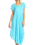 Sakkas Everyday Essentials Cap Sleeve Caftan Dress / Cover Up#color_Turquoise