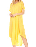 Sakkas Everyday Essentials Cap Sleeve Caftan Dress / Cover Up#color_Yellow