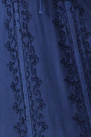 Sakkas Stonewashed Empire Waist Floral Vine Trumpet Crepe Inlay Ruffle Hem Dress