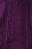 Sakkas Stonewashed Empire Waist Floral Vine Trumpet Crepe Inlay Ruffle Hem Dress