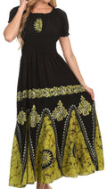 Sakkas Batik Sunshine Peasant Dress#color_Black/Green