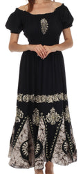 Sakkas Batik Sunshine Peasant Dress#color_Black/White