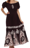 Sakkas Batik Sunshine Peasant Dress#color_Chocolate/Cream
