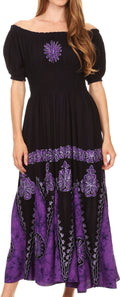 Sakkas Batik Sunshine Peasant Dress#color_Eggplant