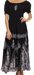 Sakkas Batik Sunshine Peasant Dress#color_Navy/White