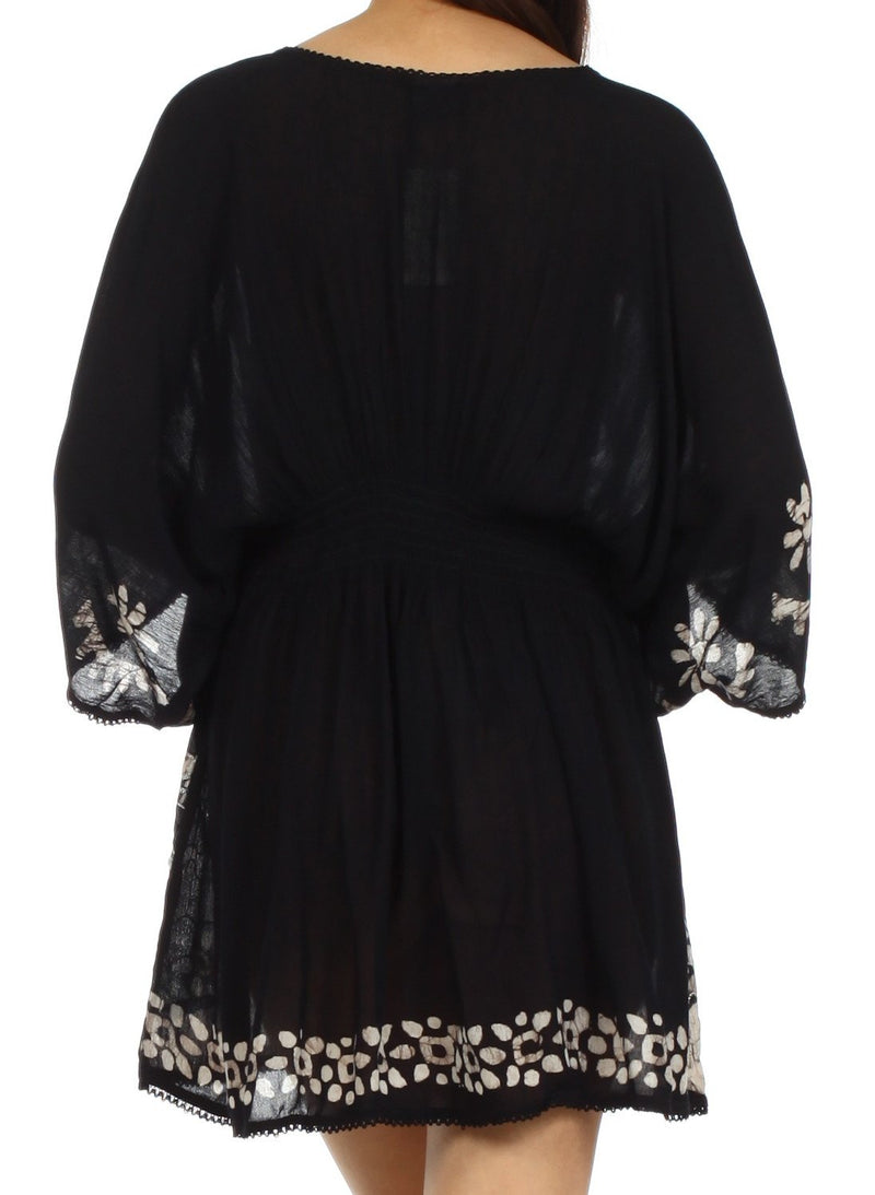 Sakkas Ketana Women's Embroidered Batik Gauzy Cotton Tunic Blouse