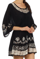 Sakkas Ketana Women's Embroidered Batik Gauzy Cotton Tunic Blouse