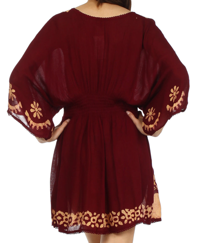 Sakkas Ketana Women's Embroidered Batik Gauzy Cotton Tunic Blouse