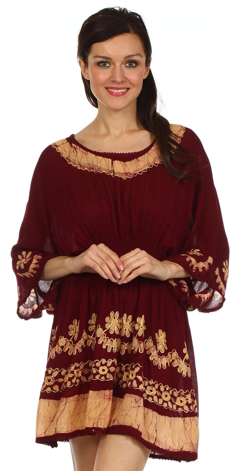Sakkas Ketana Women's Embroidered Batik Gauzy Cotton Tunic Blouse