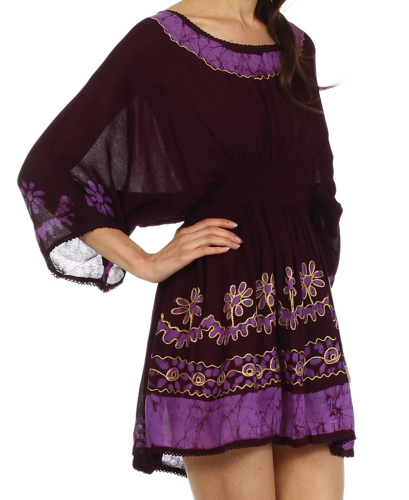Sakkas Ketana Women's Embroidered Batik Gauzy Cotton Tunic Blouse