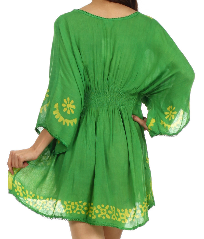 Sakkas Ketana Women's Embroidered Batik Gauzy Cotton Tunic Blouse
