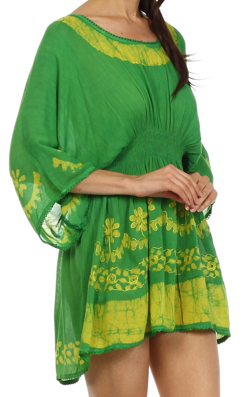 Sakkas Ketana Women's Embroidered Batik Gauzy Cotton Tunic Blouse