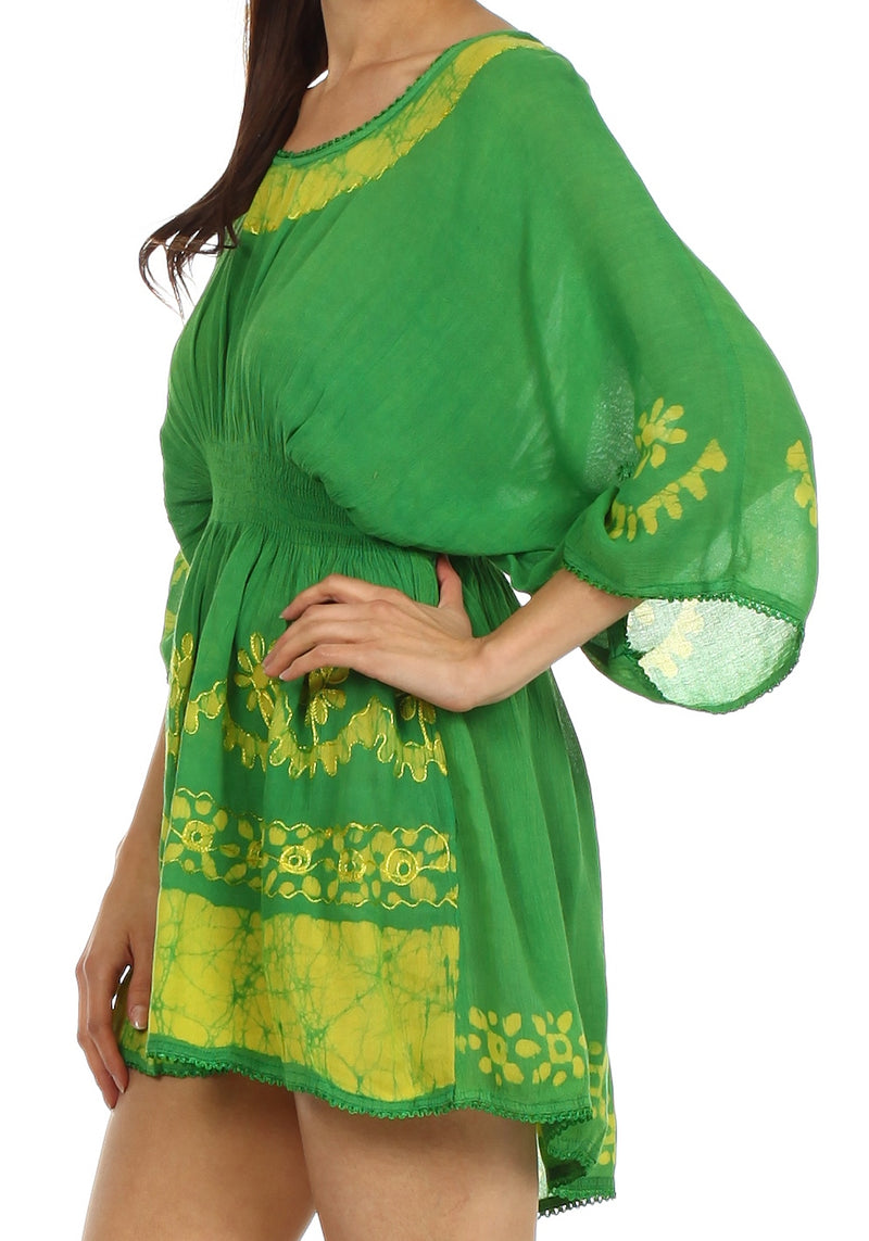 Sakkas Ketana Women's Embroidered Batik Gauzy Cotton Tunic Blouse