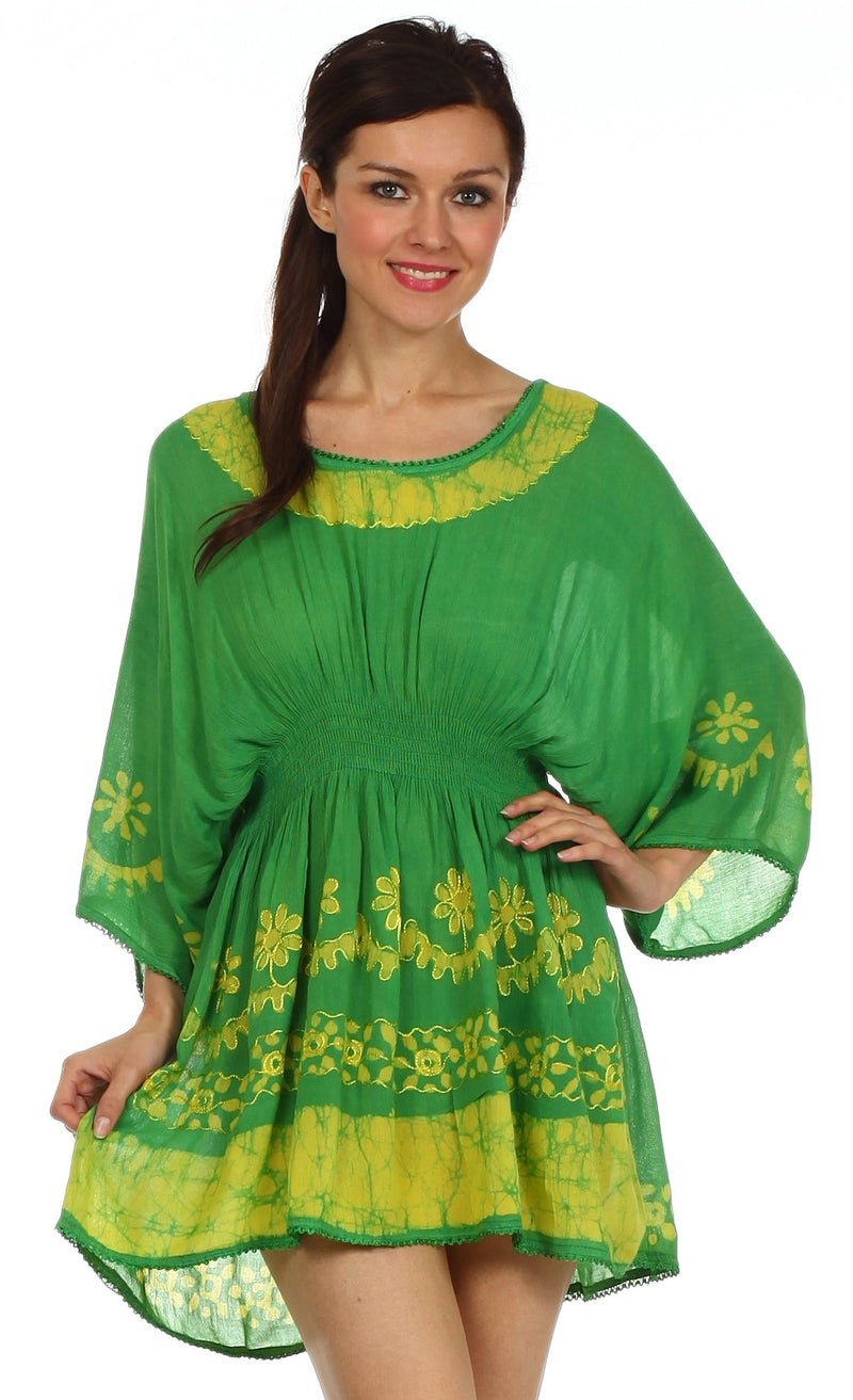 Sakkas Ketana Women's Embroidered Batik Gauzy Cotton Tunic Blouse