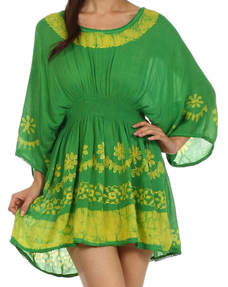 Sakkas Ketana Women's Embroidered Batik Gauzy Cotton Tunic Blouse
