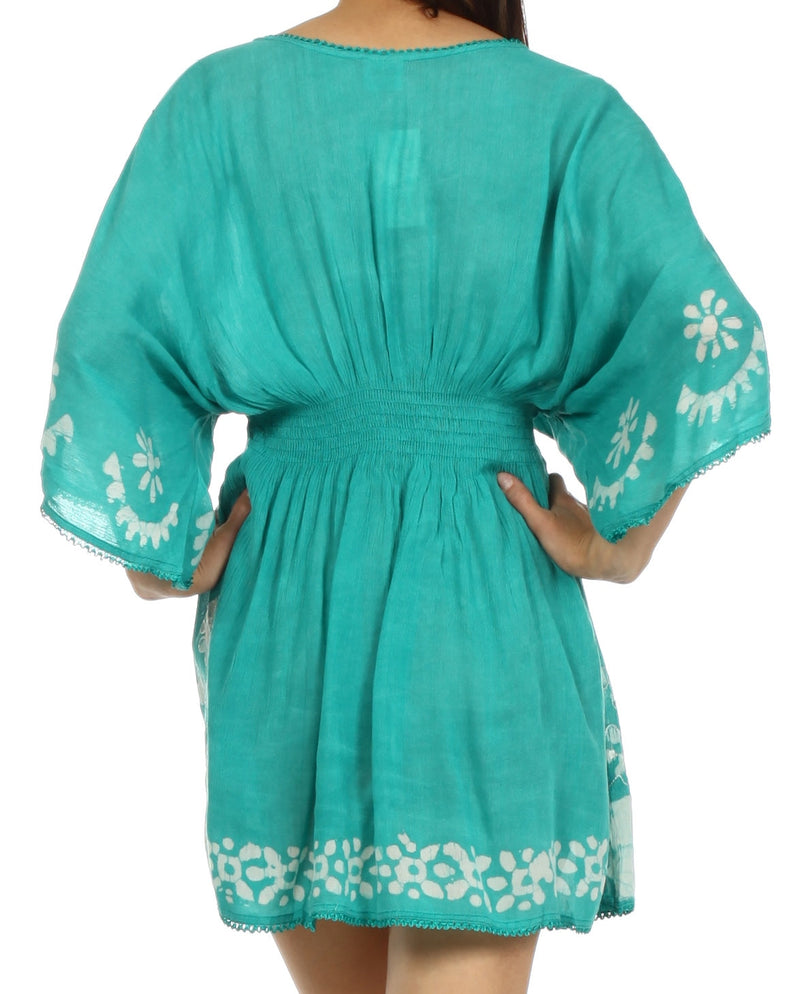 Sakkas Ketana Women's Embroidered Batik Gauzy Cotton Tunic Blouse