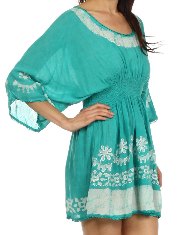 Sakkas Ketana Women's Embroidered Batik Gauzy Cotton Tunic Blouse