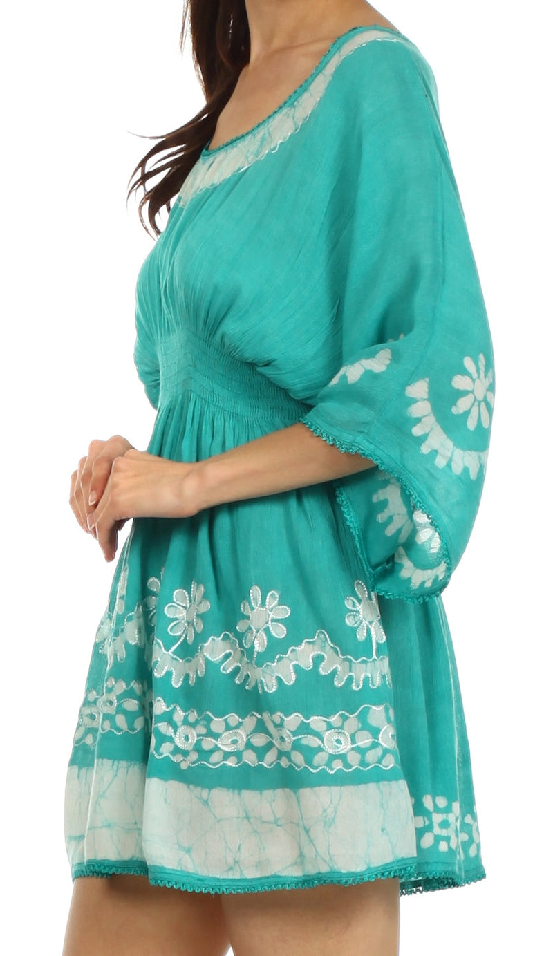 Sakkas Ketana Women's Embroidered Batik Gauzy Cotton Tunic Blouse