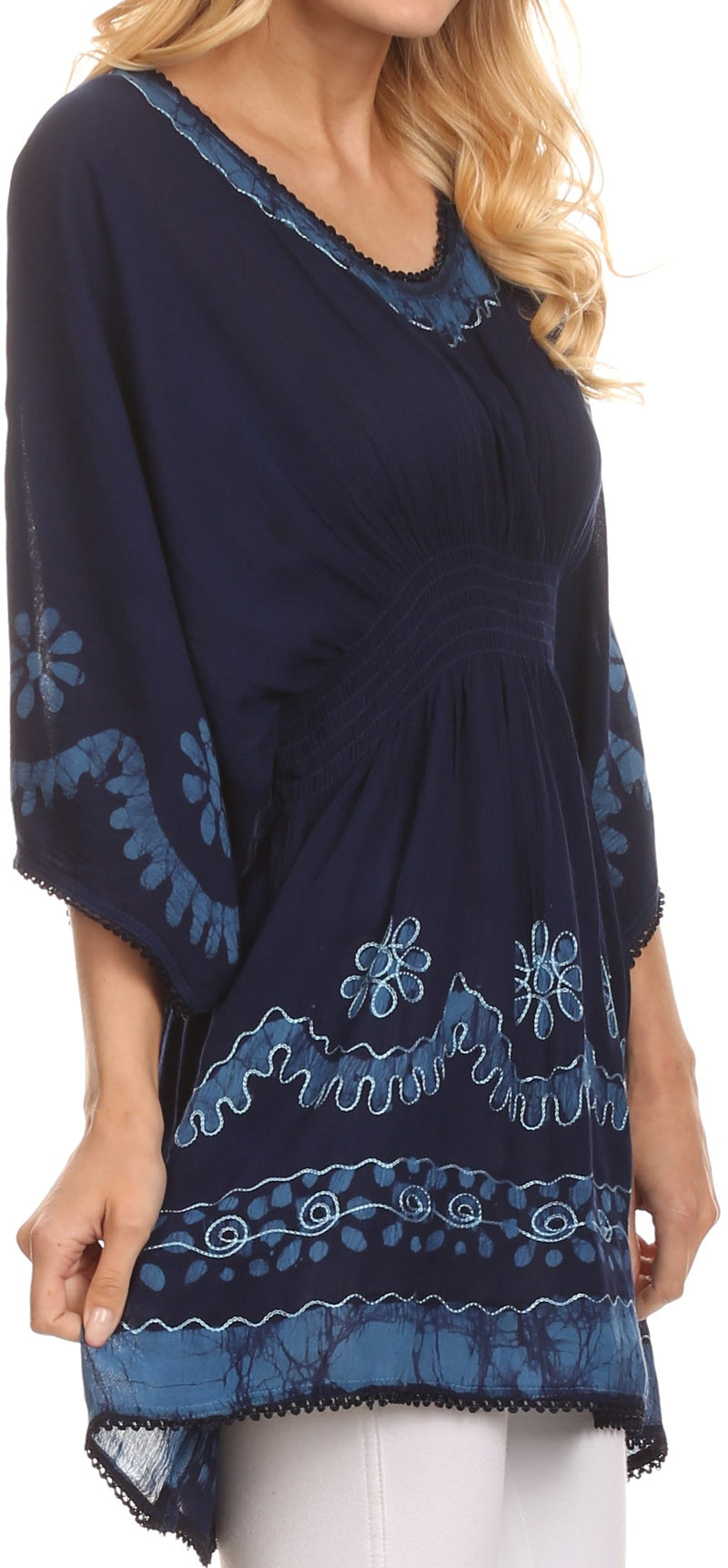 Sakkas Ketana Women's Embroidered Batik Gauzy Cotton Tunic Blouse