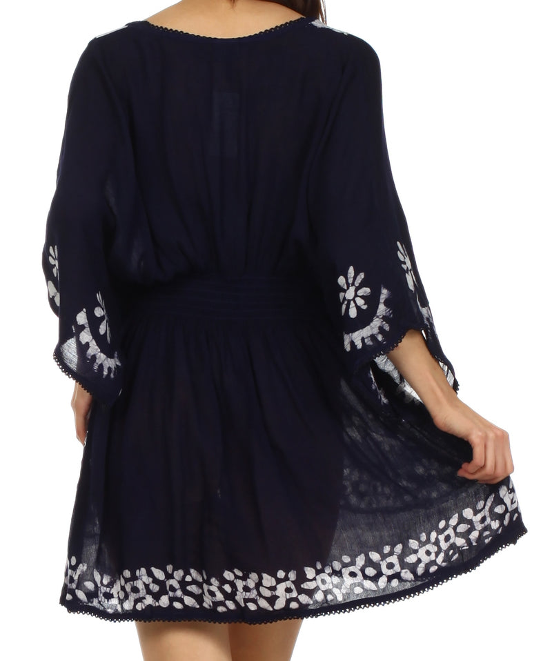 Sakkas Ketana Women's Embroidered Batik Gauzy Cotton Tunic Blouse