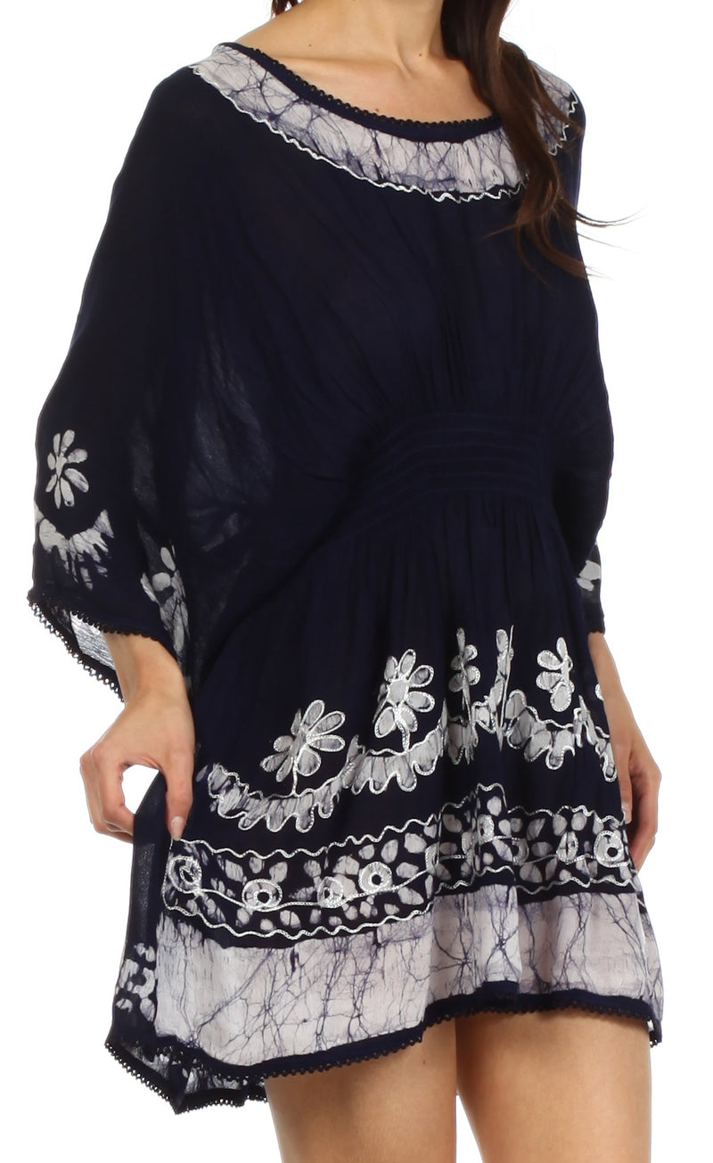Sakkas Ketana Women's Embroidered Batik Gauzy Cotton Tunic Blouse