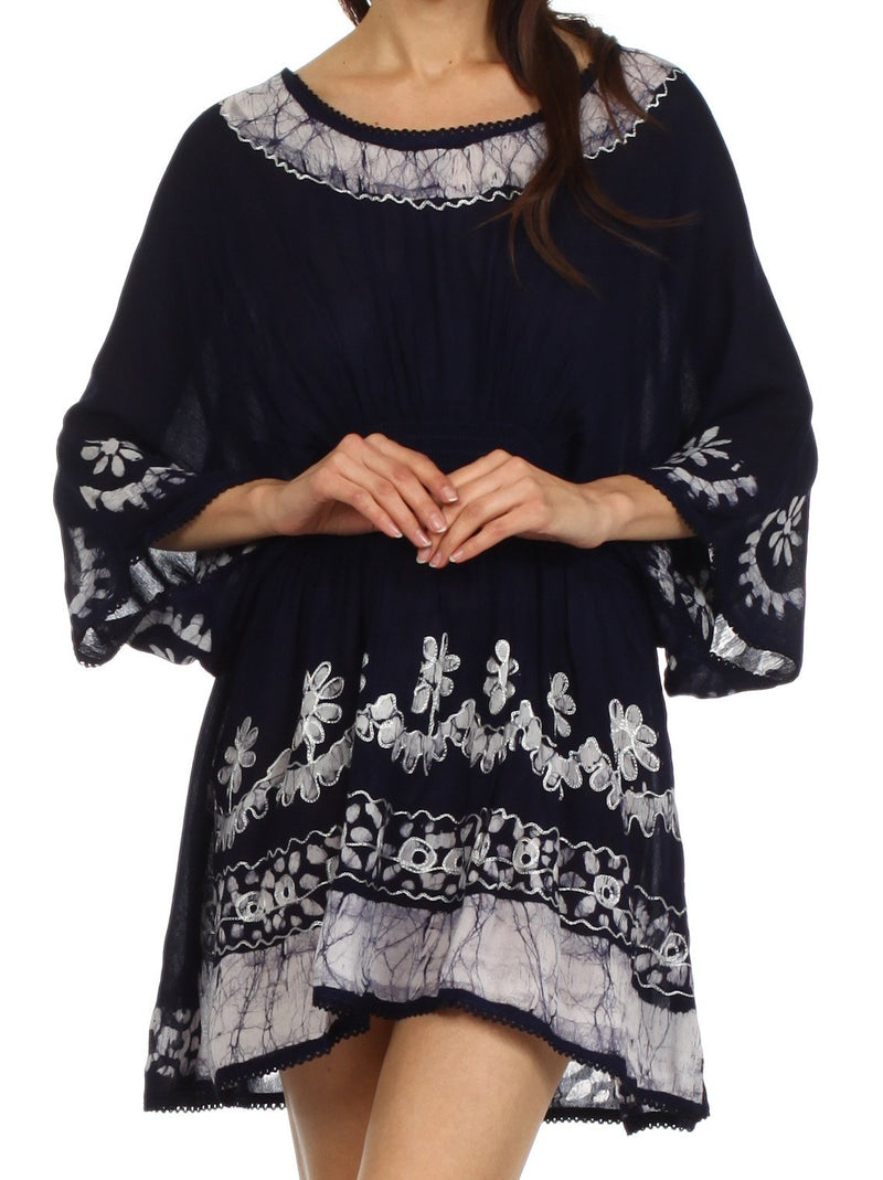 Sakkas Ketana Women's Embroidered Batik Gauzy Cotton Tunic Blouse