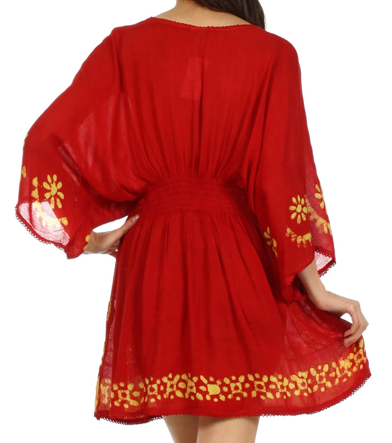 Sakkas Ketana Women's Embroidered Batik Gauzy Cotton Tunic Blouse