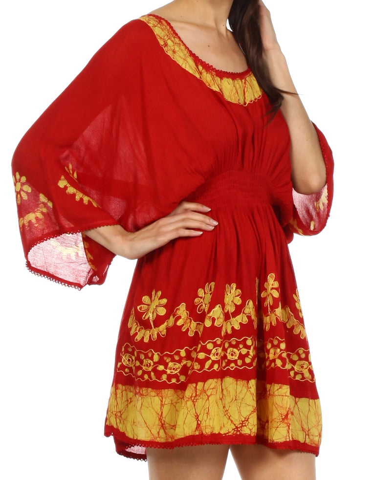 Sakkas Ketana Women's Embroidered Batik Gauzy Cotton Tunic Blouse
