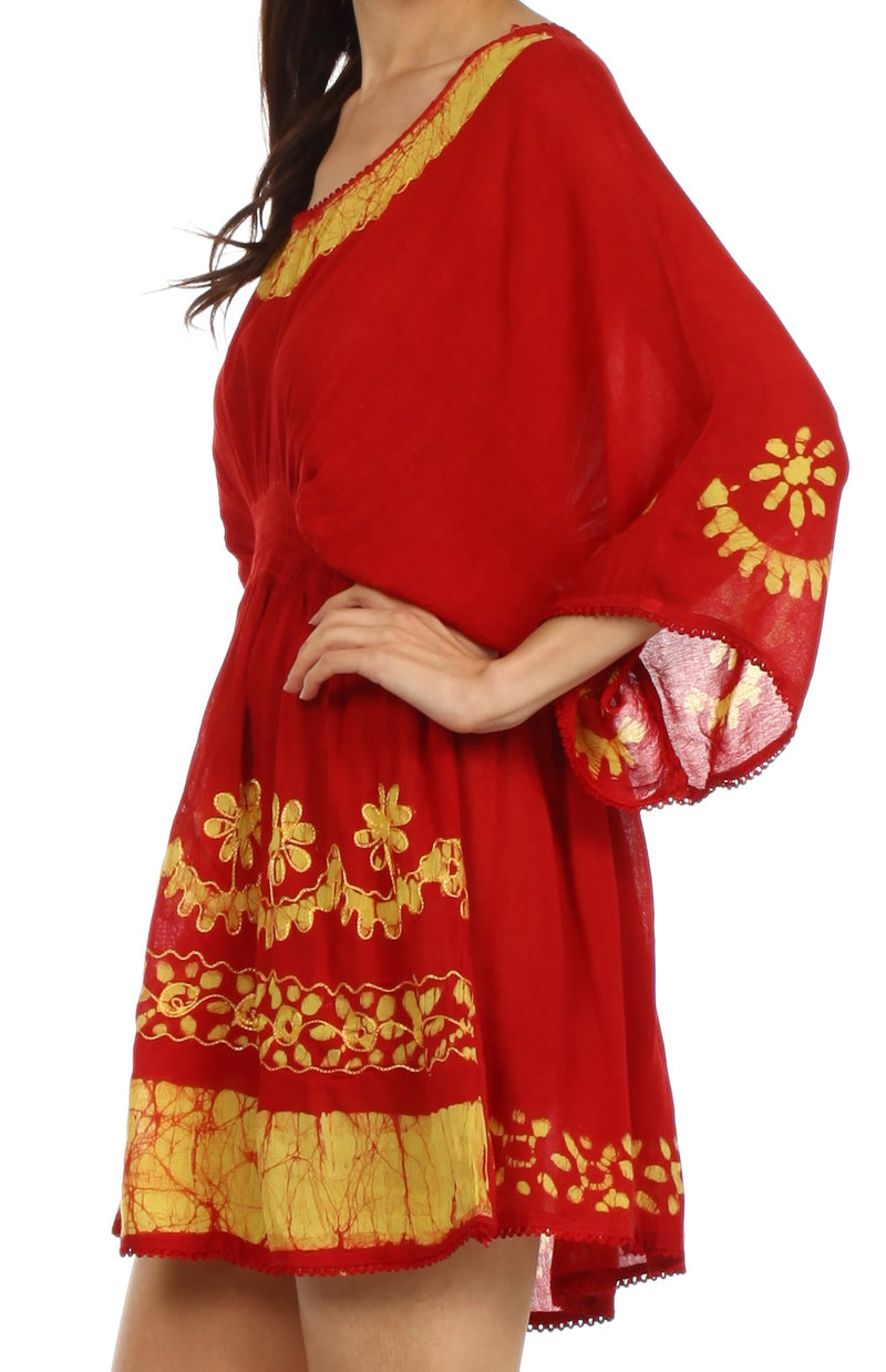 Sakkas Ketana Women's Embroidered Batik Gauzy Cotton Tunic Blouse