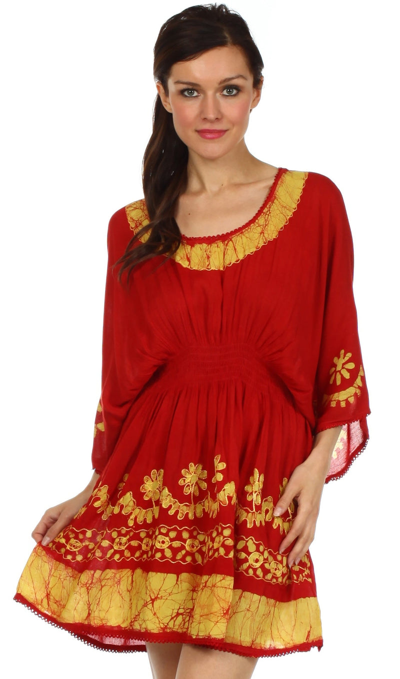 Sakkas Ketana Women's Embroidered Batik Gauzy Cotton Tunic Blouse