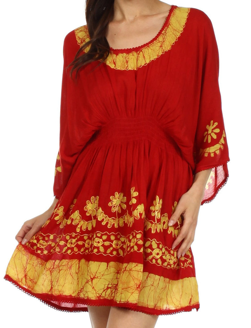 Sakkas Ketana Women's Embroidered Batik Gauzy Cotton Tunic Blouse
