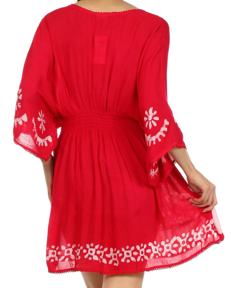 Sakkas Ketana Women's Embroidered Batik Gauzy Cotton Tunic Blouse