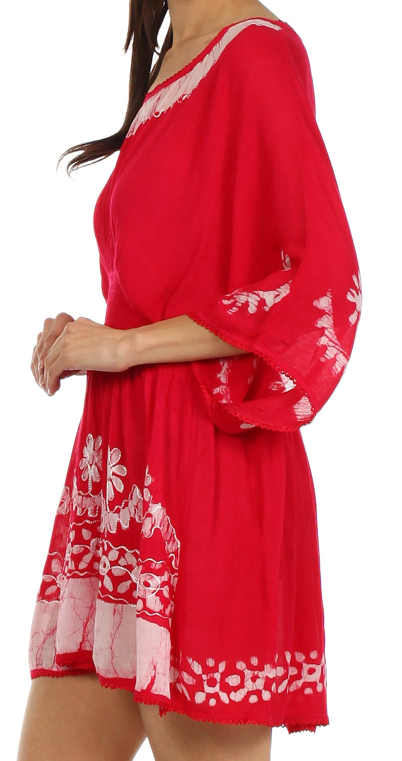 Sakkas Ketana Women's Embroidered Batik Gauzy Cotton Tunic Blouse