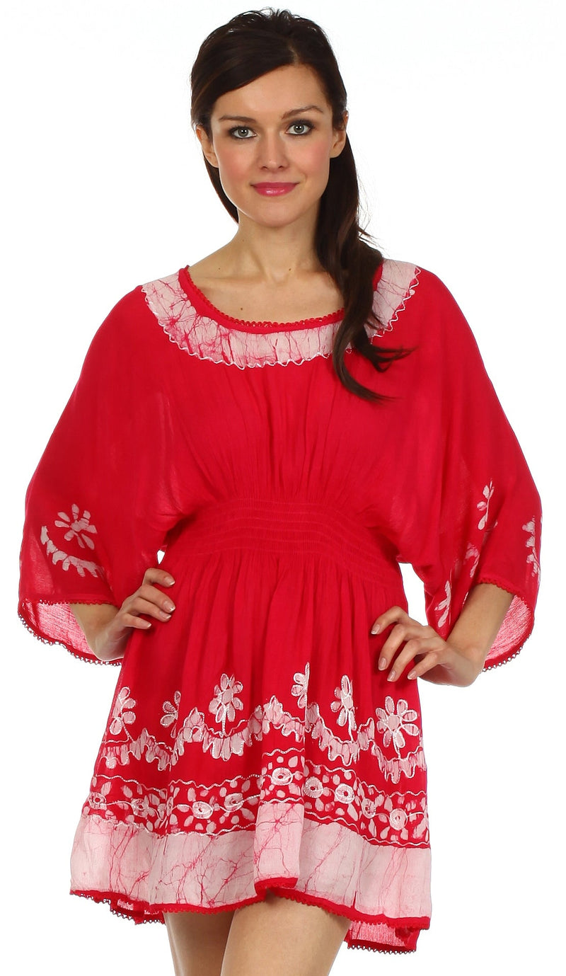 Sakkas Ketana Women's Embroidered Batik Gauzy Cotton Tunic Blouse