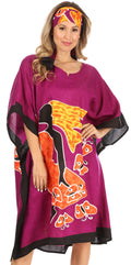 Sakkas Trina Women's Casual Loose Beach Poncho Caftan Dress Cover-up Many Print#color_1006-Purple