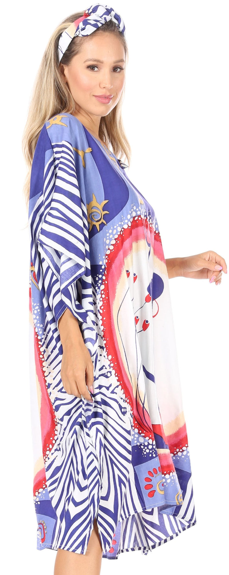 Sakkas Trina Women's Casual Loose Beach Poncho Caftan Dress Cover-up Many Print