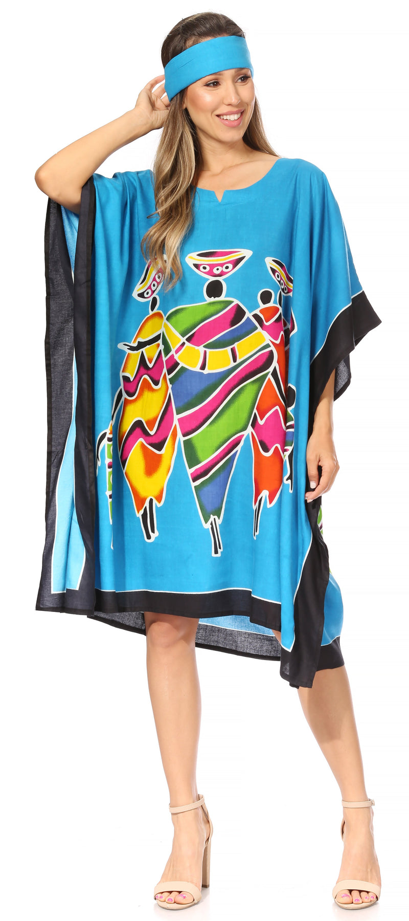 Sakkas Trina Women's Casual Loose Beach Poncho Caftan Dress Cover-up Many Print